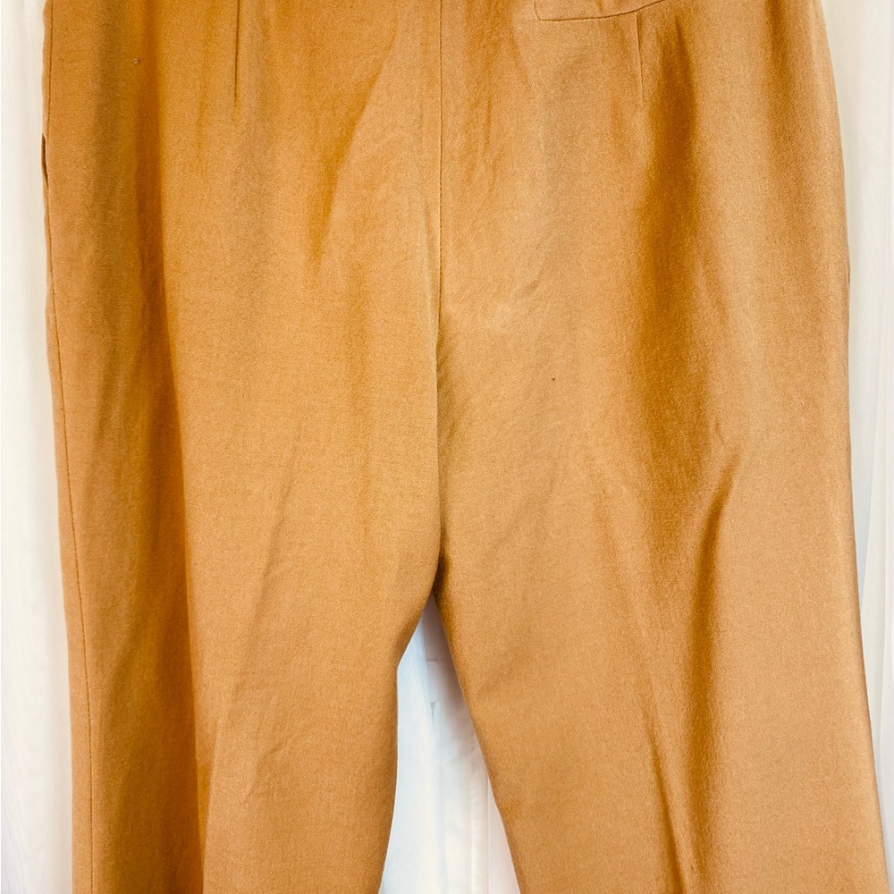 Tan Wool Blend Straight Leg Pants by Flamingo